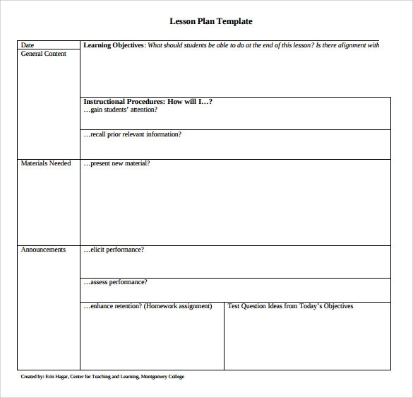 Free Printable Blank Lesson Plan Template Printable Templates Free