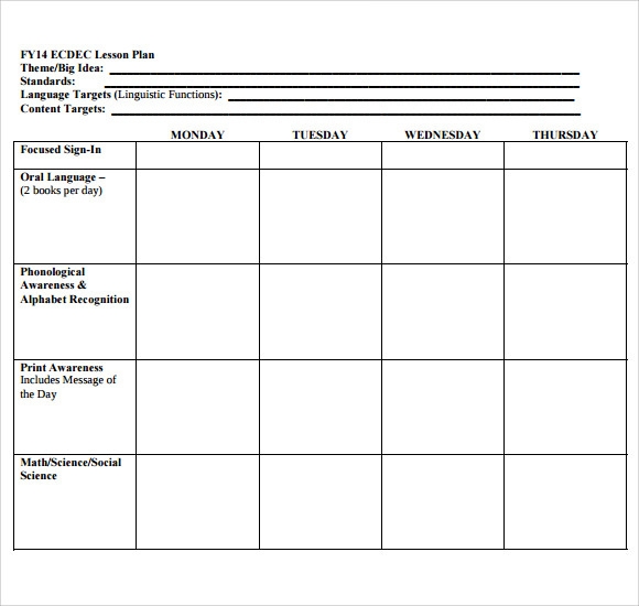 Free Printable Blank Lesson Plans Printable Lesson Plans