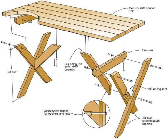 Free Printable Blueprint Picnic Table Plans Printable Templates