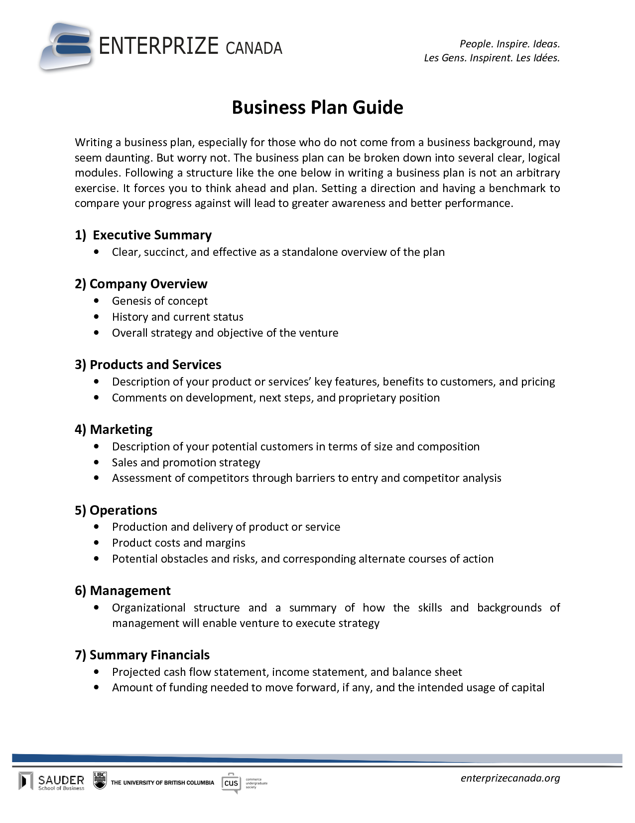Free Printable Business Plan Sample Form GENERIC 
