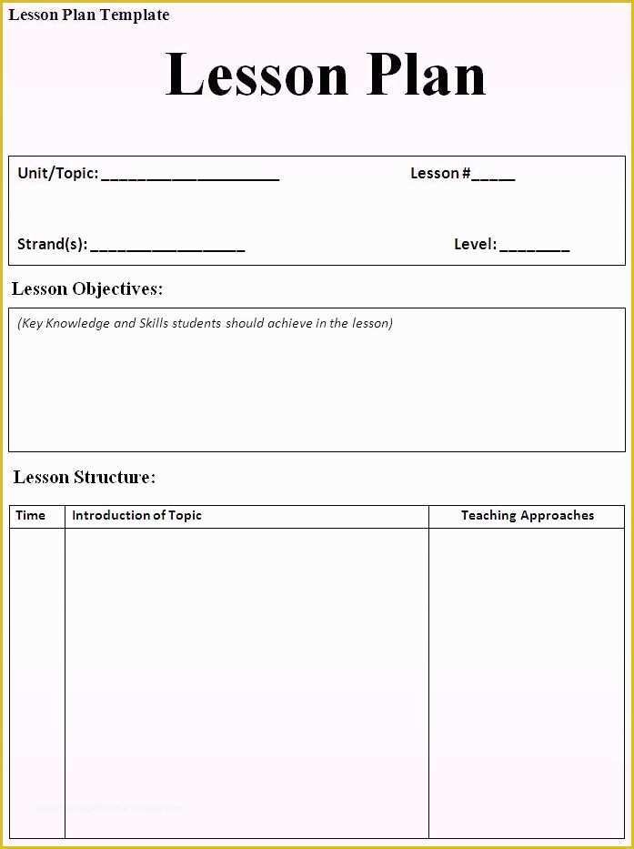 Free Printable Daily Lesson Plan Template Of Printable Lesson Plan 
