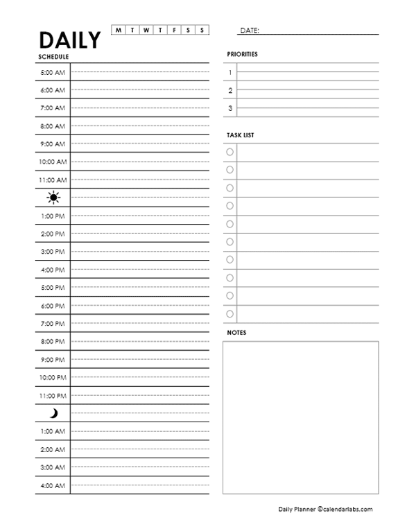Free Printable Daily Planner Template FREE Printables