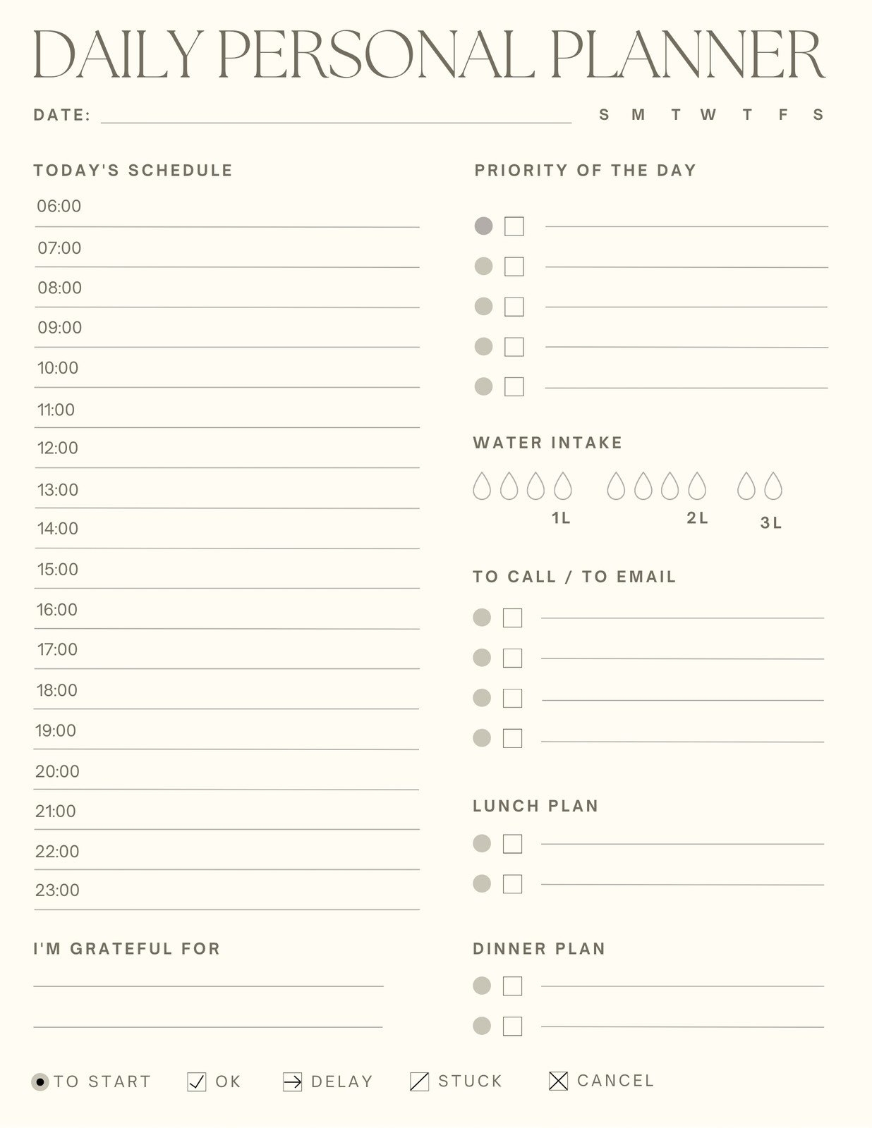 Free Printable Daily Planner Template Printable Forms Free Online