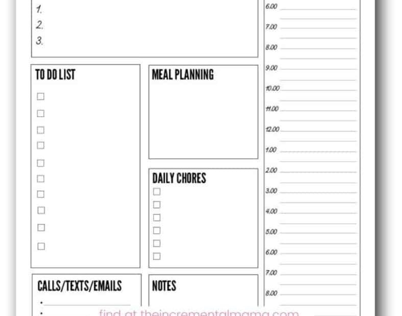 Free Printable Daily Planner Template To Get More Done