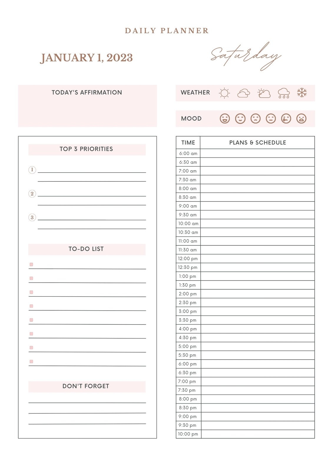 Free Printable Daily Planner Templates Editable PDF 59 OFF
