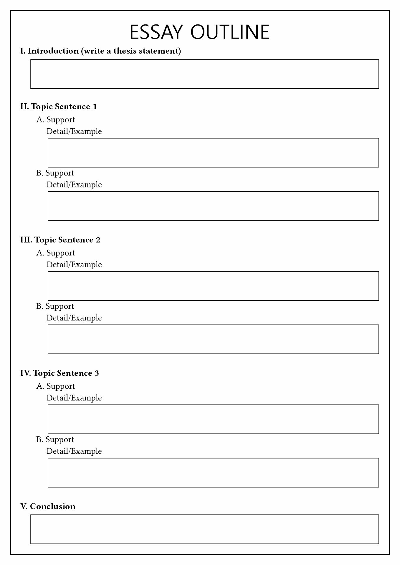 Free Printable Essay Outline Template Printable Templates