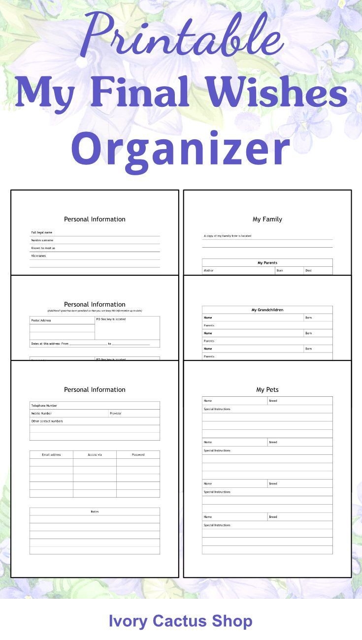 Free Printable Final Wishes Planner