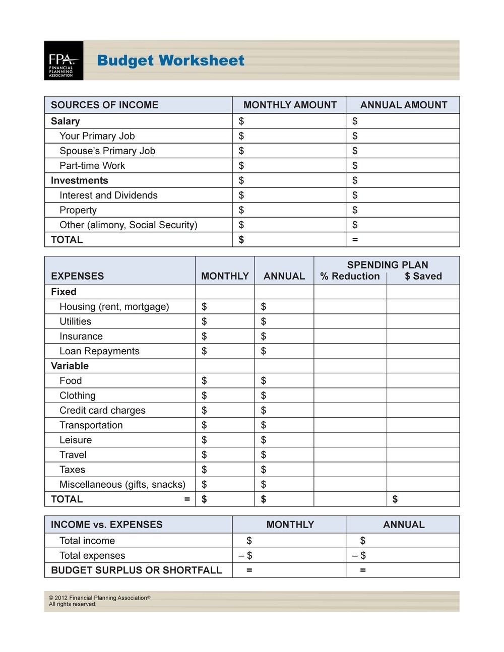 Free Printable Financial Planning Worksheets Printable Worksheets
