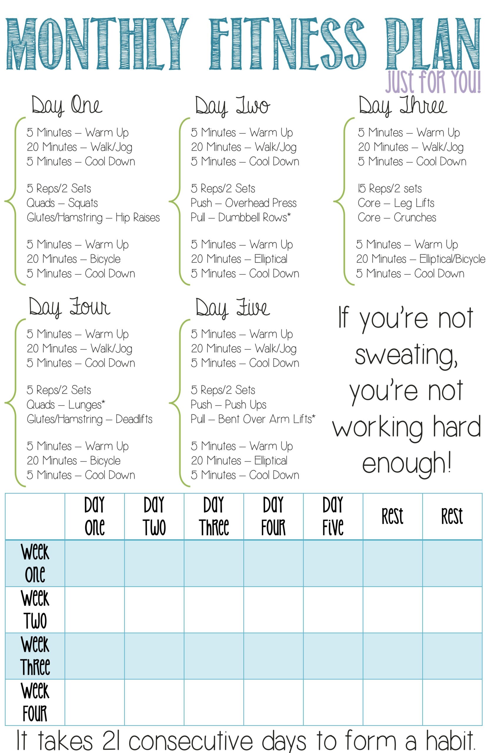 Free Printable Gym Workout Plans