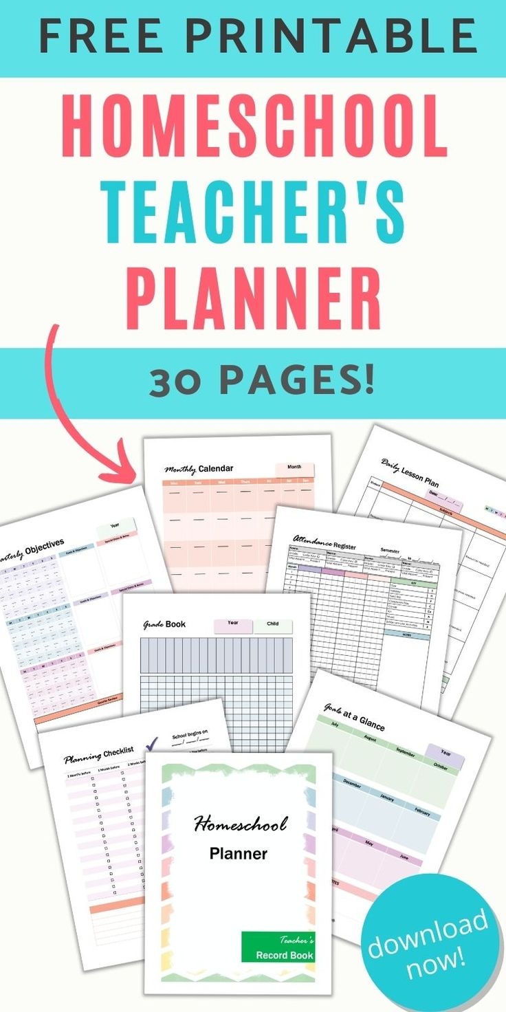 Free Printable Homeschool Teacher Planner