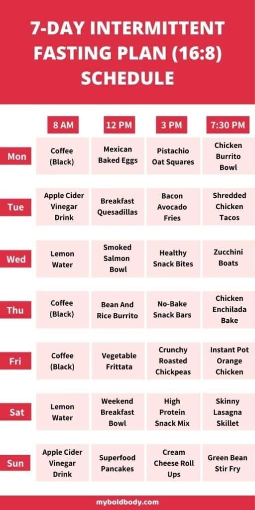 Free Printable Intermittent Fasting Schedule Educational Printable 