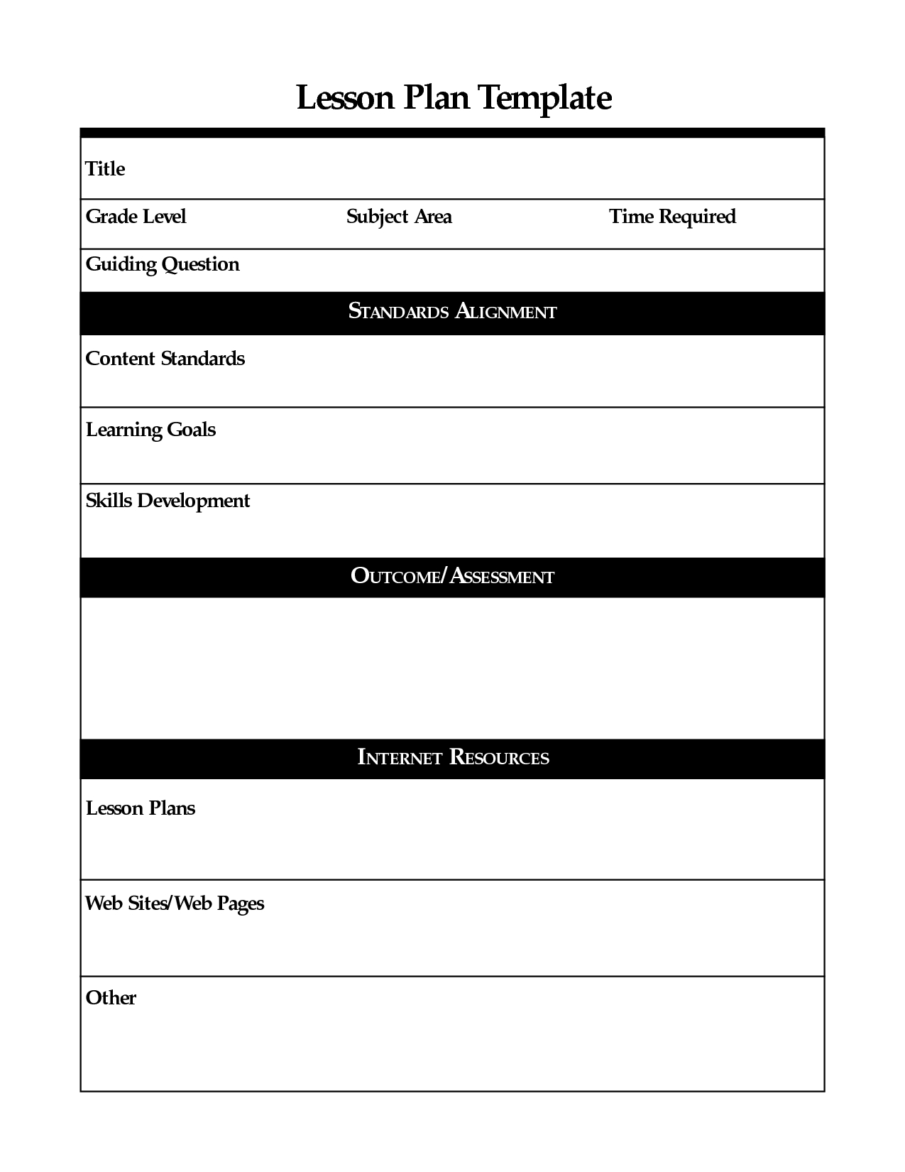 Free Printable Lesson Plan Template Blank Free Printable