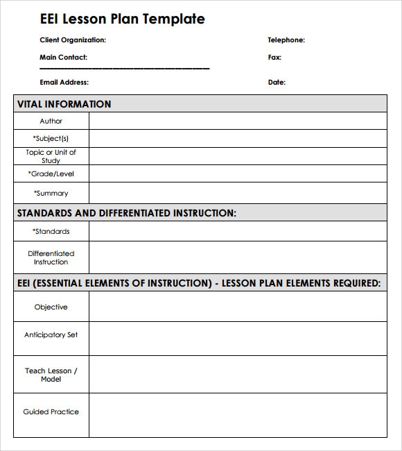 Free Printable Lesson Plan Template Blank Master Template Bilarasa