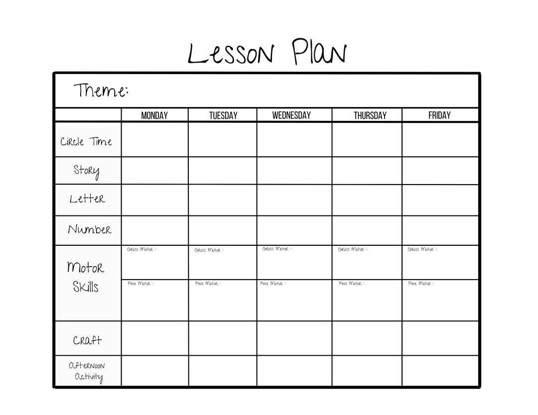 Free Printable Lesson Plan Template Download Free Printable Lesson 