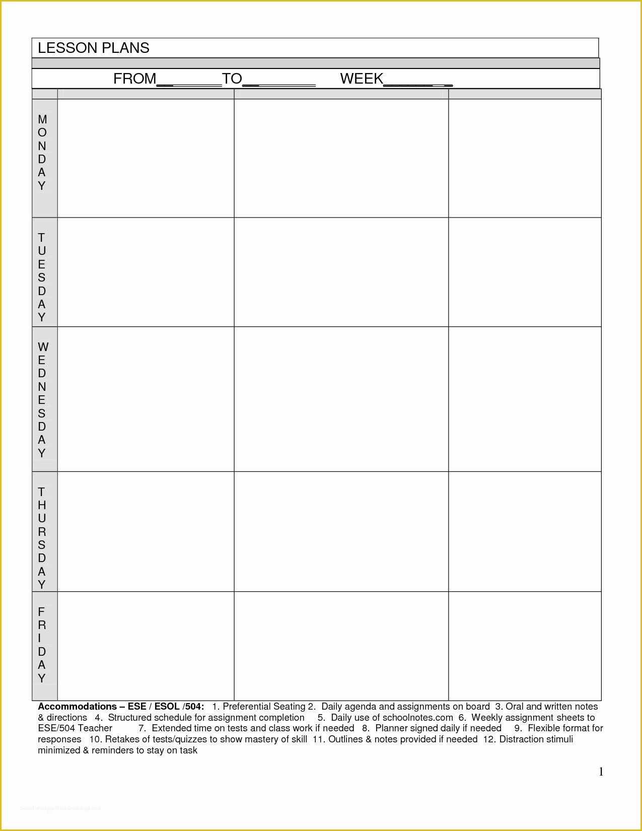 Free Printable Lesson Plan Template Of Printable Lesson Plan 7 Free 