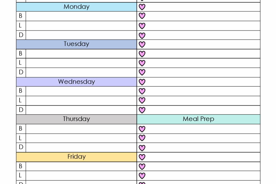 FREE Printable Meal Plan Template Customize Before You Print