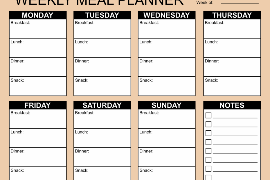 Free Printable Meal Planner Template Printables Template Free