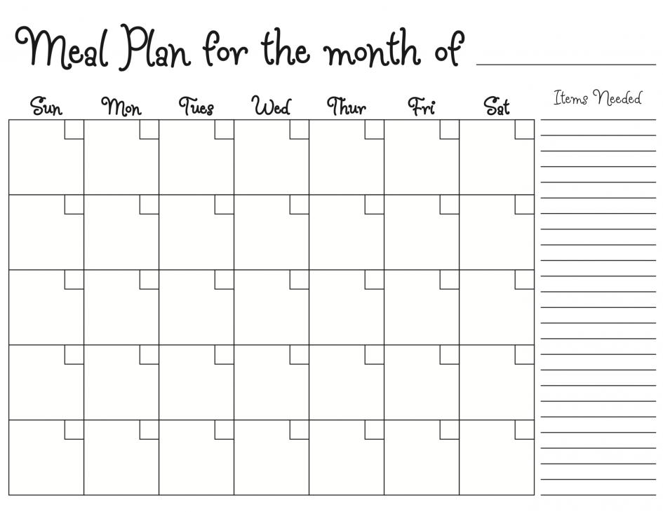 Free Printable Meal Planning Calendar Lilla Patrice