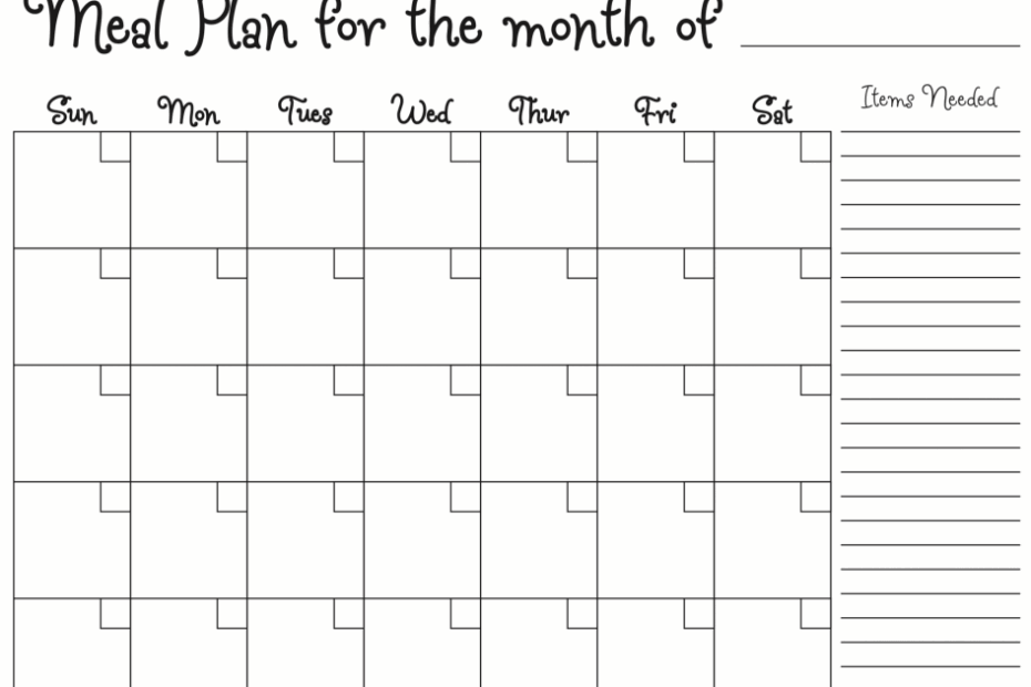 Free Printable Meal Planning Calendar Ruth Wright