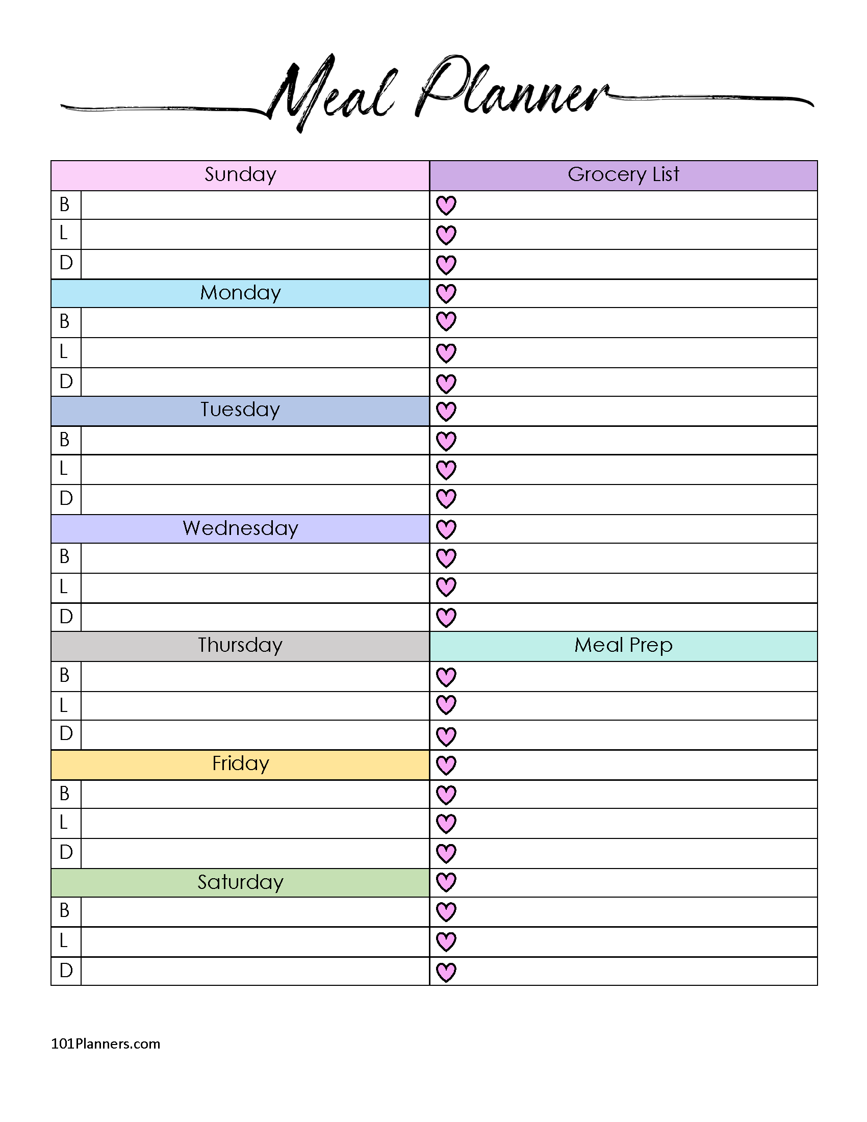 Free Printable Monthly Meal Planner Westasse