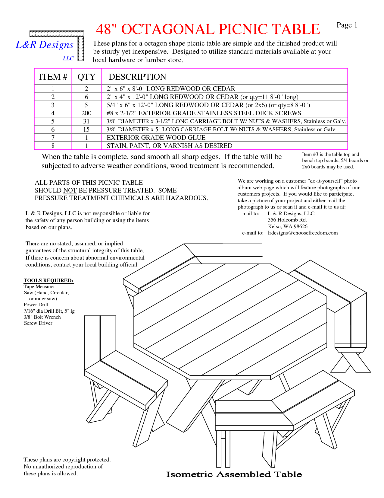 Free Printable Octagon Picnic Table Plans Free Templates Printable