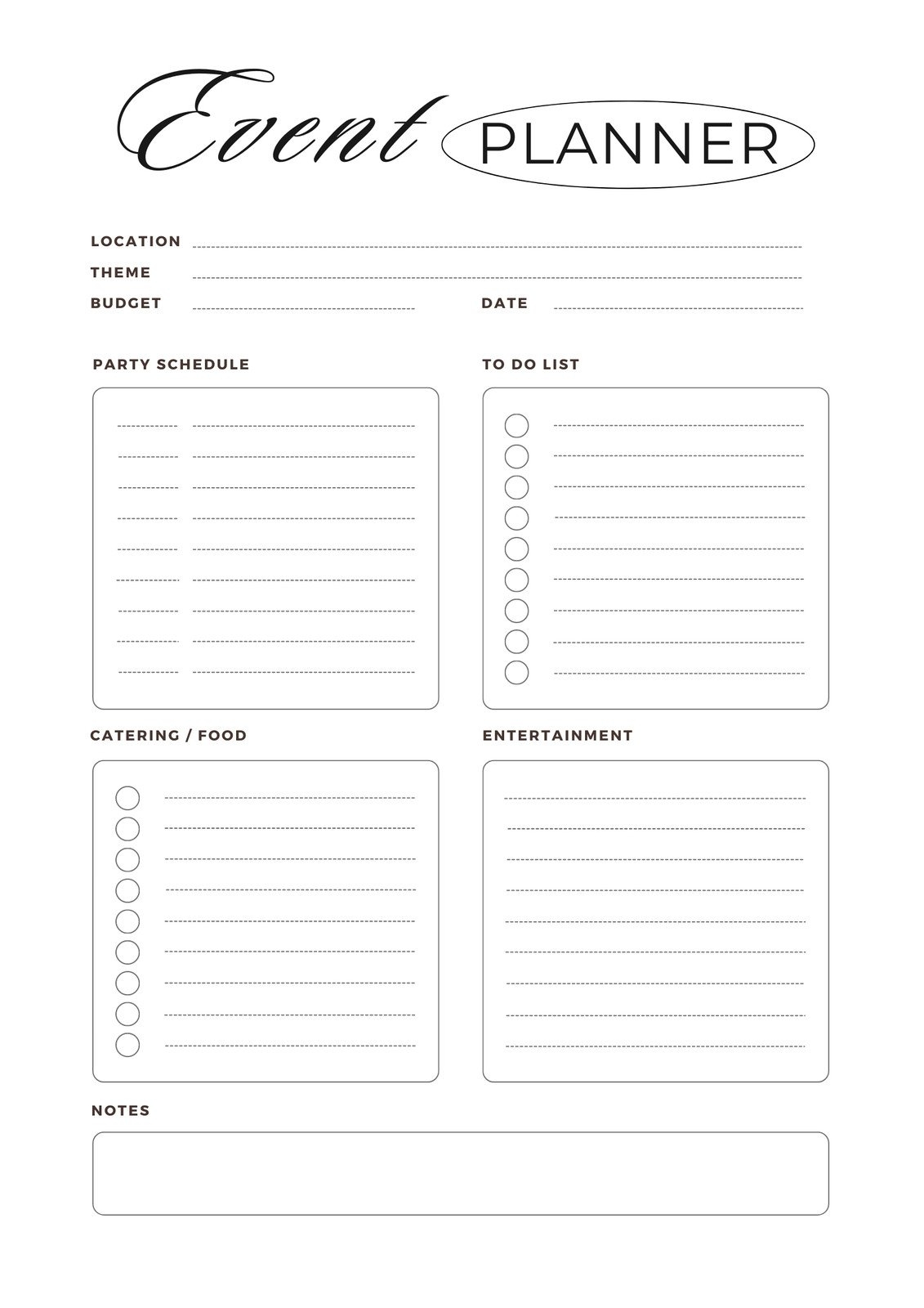 Free Printable Party Planning Template Birthday Party Vrogue co