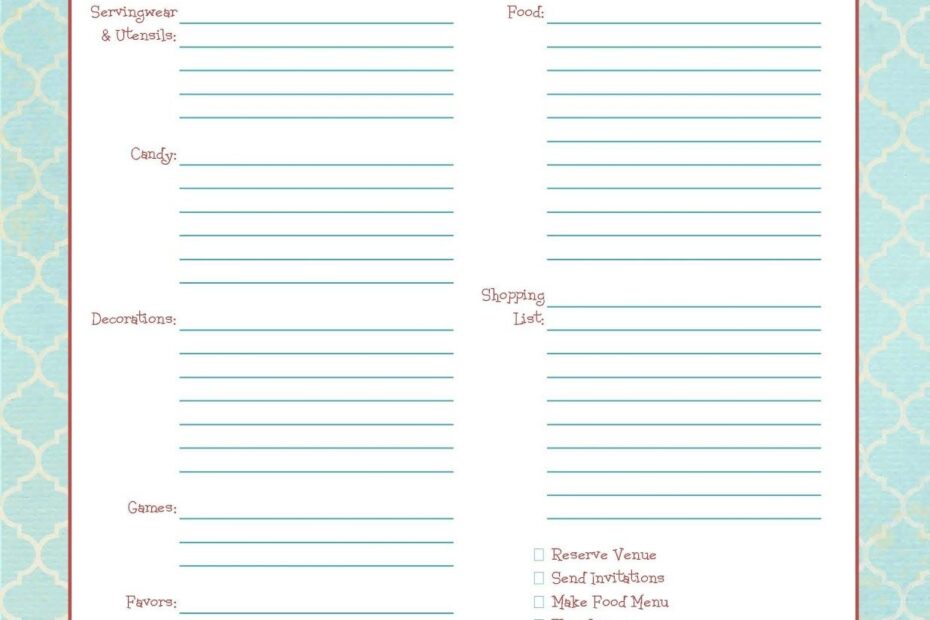 Free Printable Party Planning Templates Printable Party
