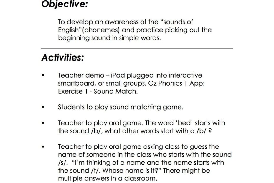 Free Printable Phonics Lesson Plans Printable Lesson Plans