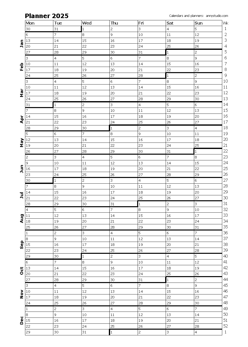 Free Printable Planning Calendar 2025 Printable Calendars