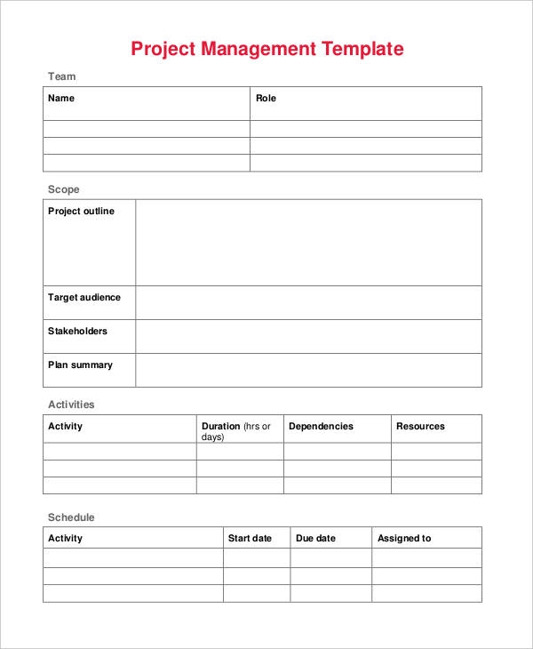 Free Printable Project Management Forms Printable Forms Free Online