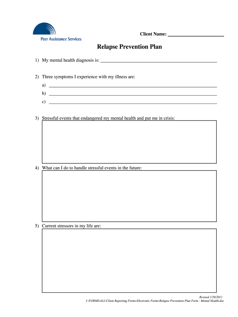 Free Printable Relapse Prevention Plan Download Free Printable Relapse 