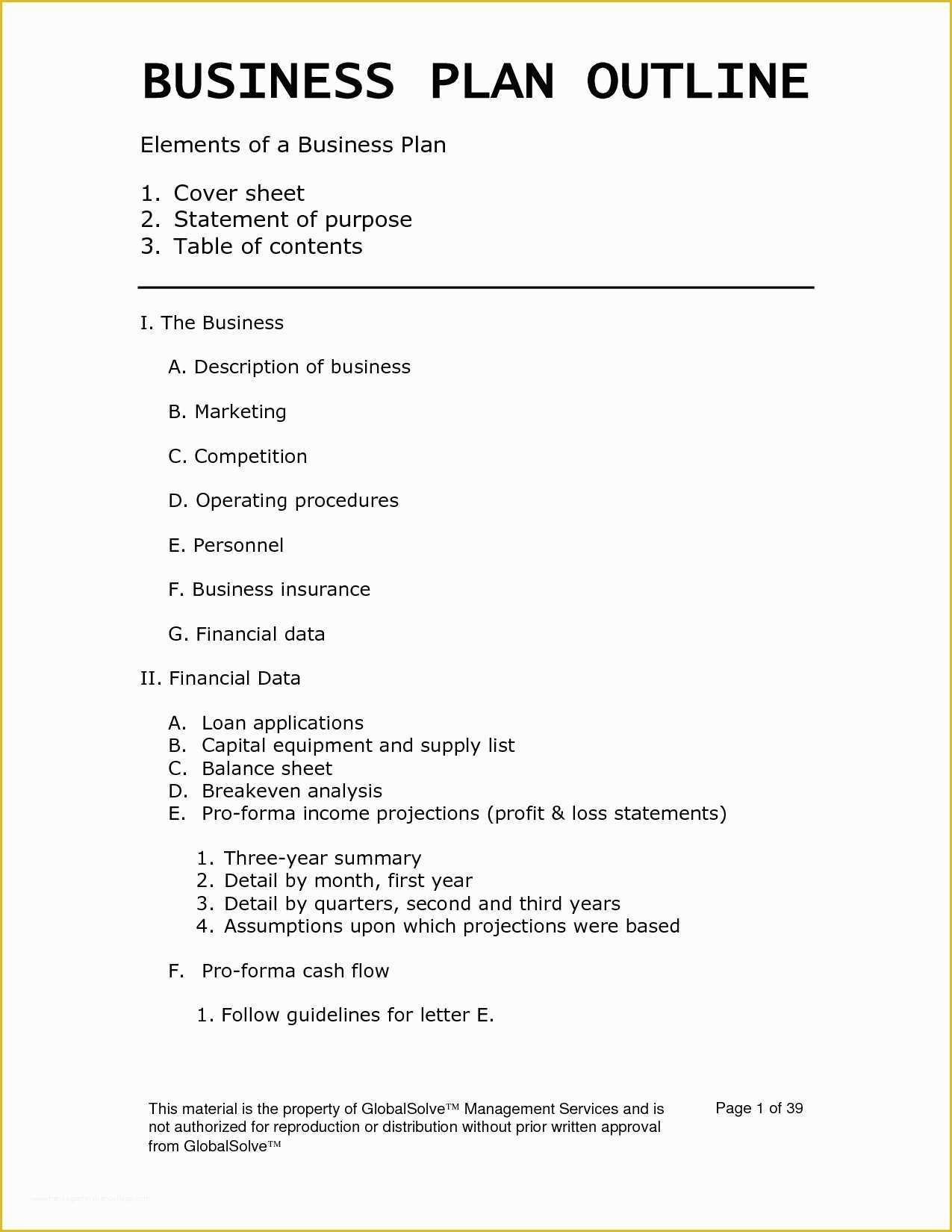 Free Printable Simple Business Plan Template Of Business Plan Template 