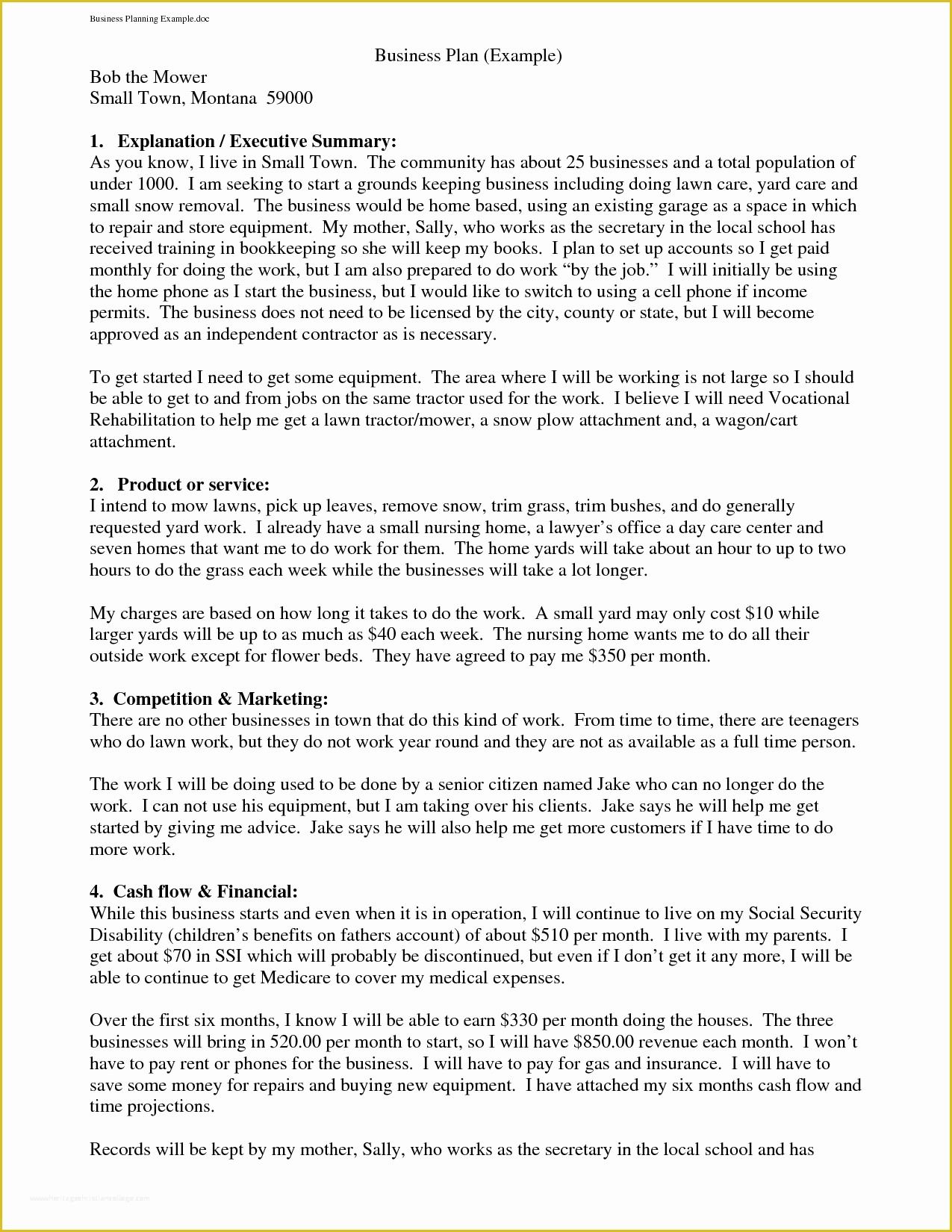 Free Printable Simple Business Plan Template Of Printable Sample 