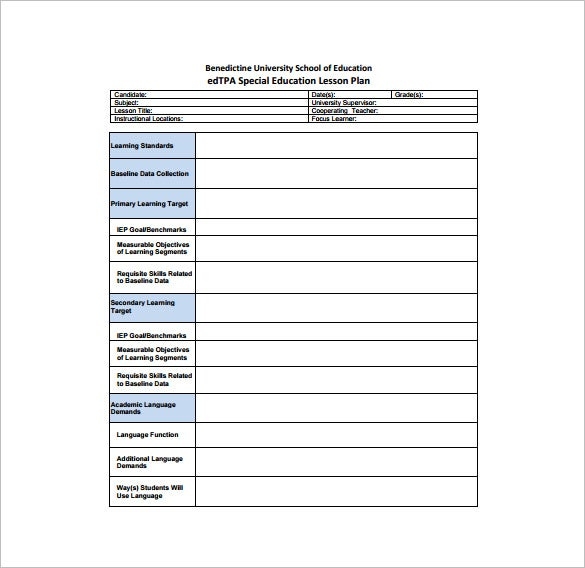 Free Printable Special Education Lesson Plan Templates Printable 