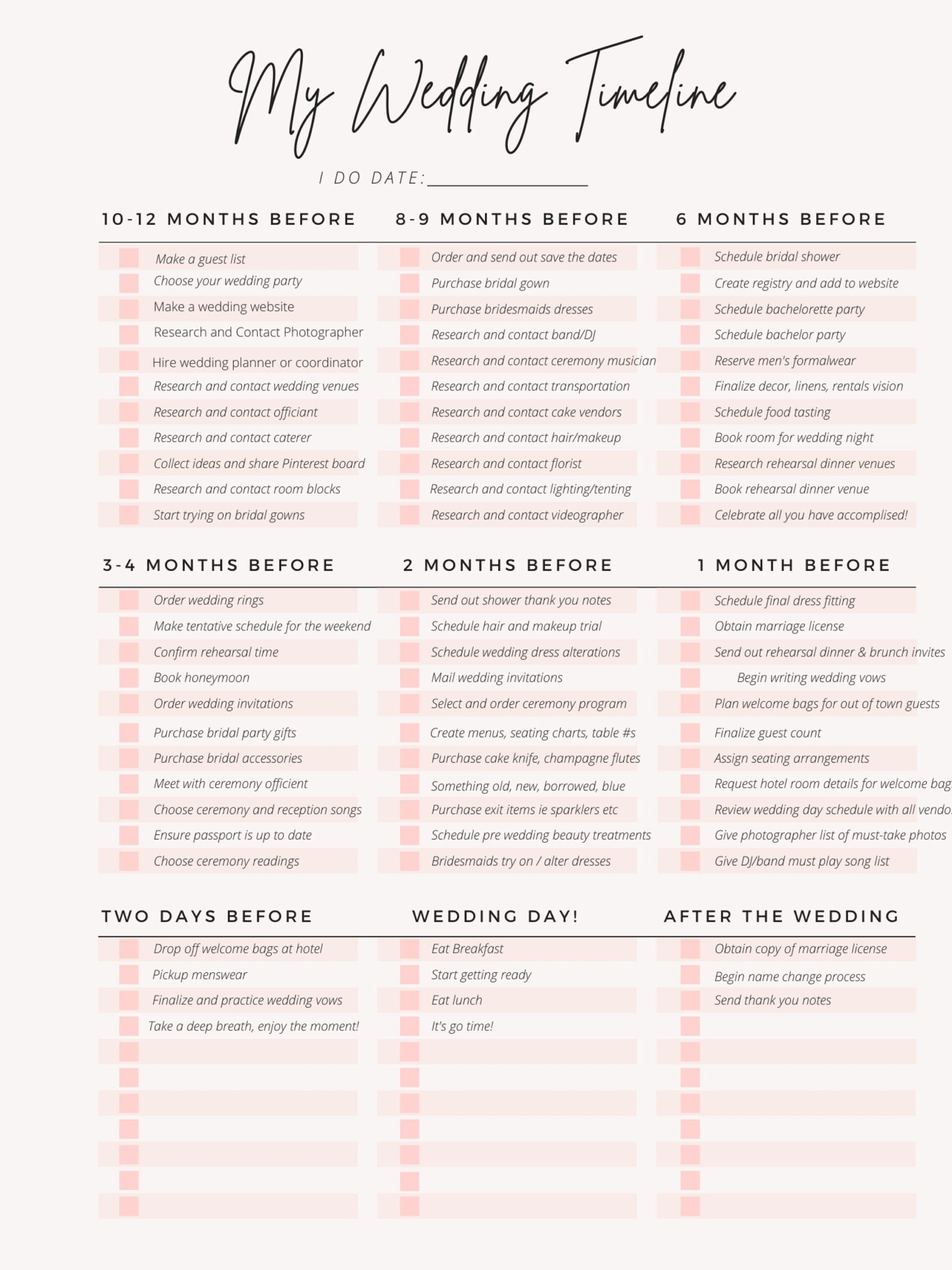 Free Printable Wedding Planner Checklist Download Free Printable 