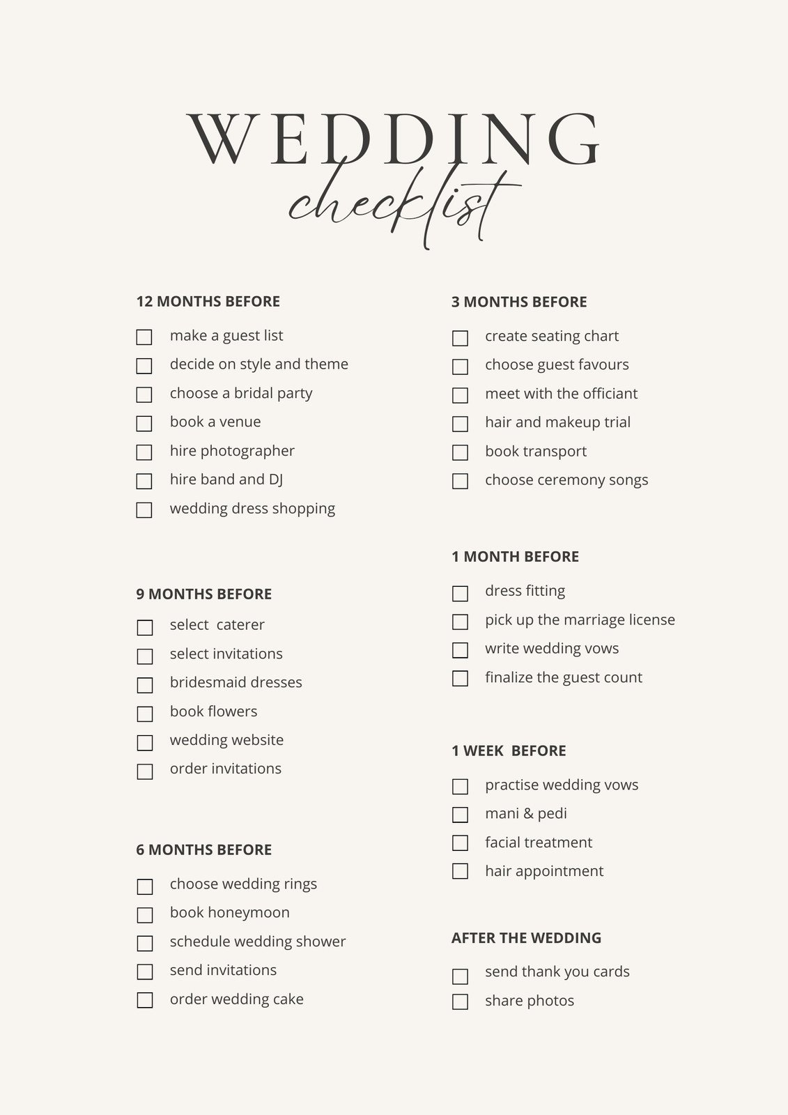 Free Printable Wedding Planning Checklist And Timeline Download Free 