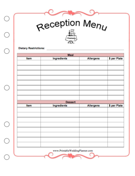 Free Printable Wedding Planning Worksheets Worksheets Master