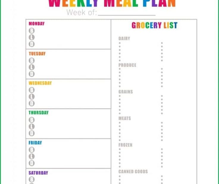Free Printable Weekly Meal Plan Template Printable Templates
