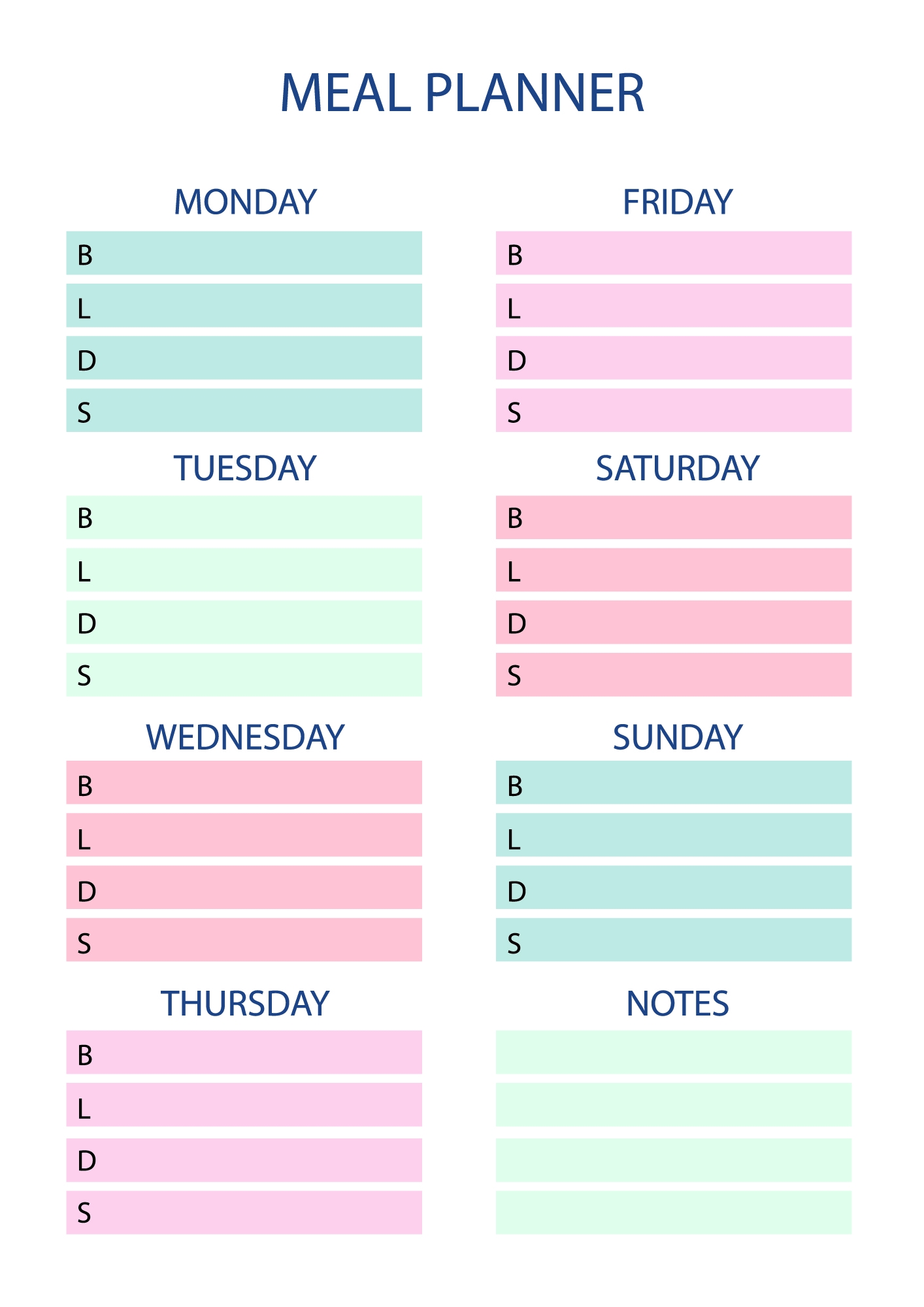 Free Printable Weekly Meal Planner PDF Templates
