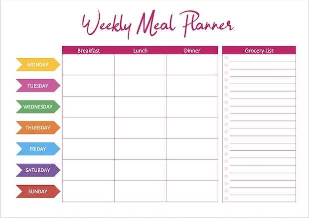 Free Printable Weekly Meal Planner Template With Grocery List 2024 