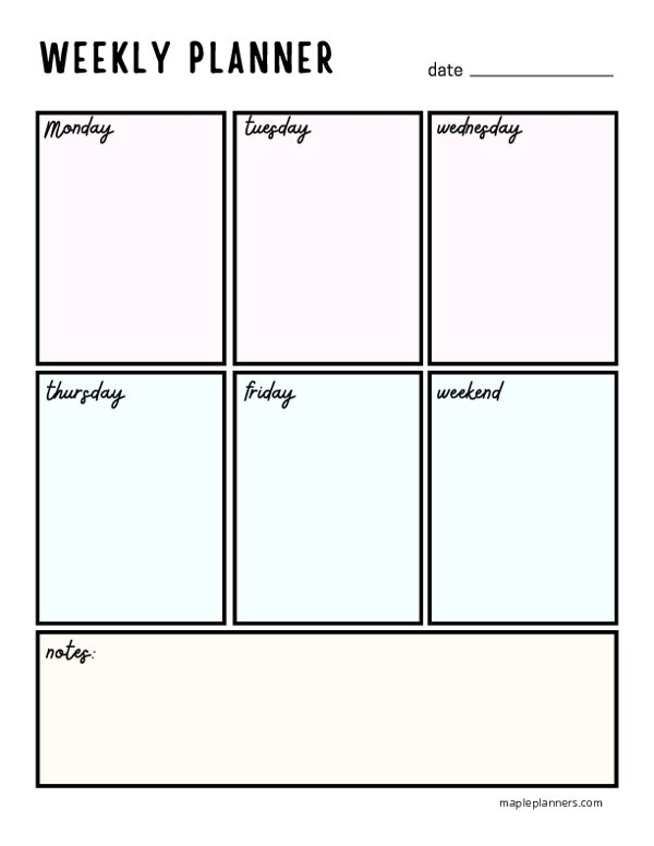 Free Vertical Weekly Planner Printable FREE Printables
