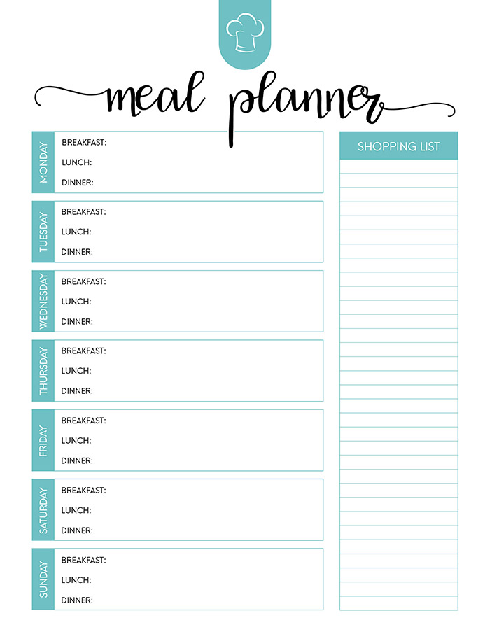 Free Weekly Meal Planner Printable Galleryrolf