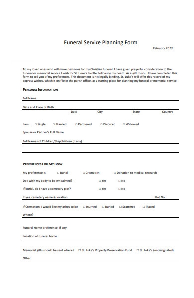 Funeral Planning Declaration Form Fill Online Printable Fillable Riset
