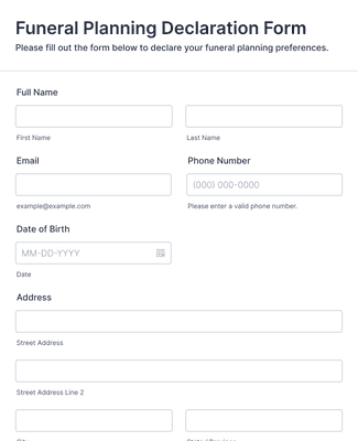 Funeral Planning Declaration Form Template Jotform