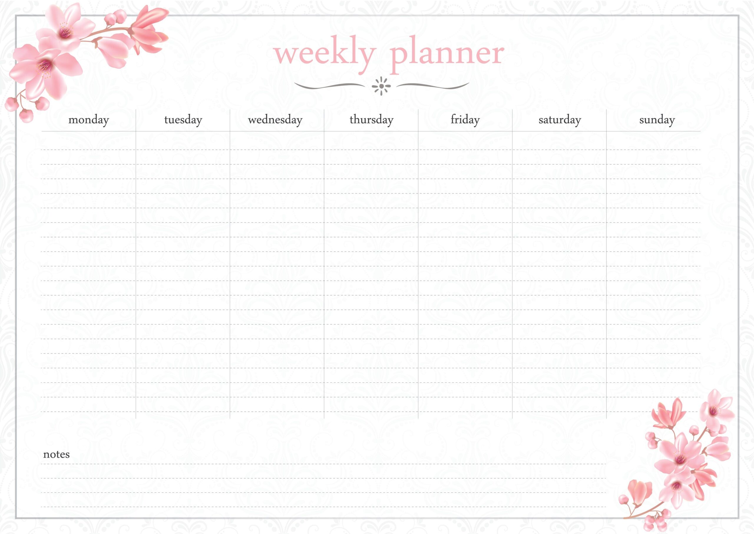 Girly Cute Weekly Planner Printable Printable Calendars AT A GLANCE