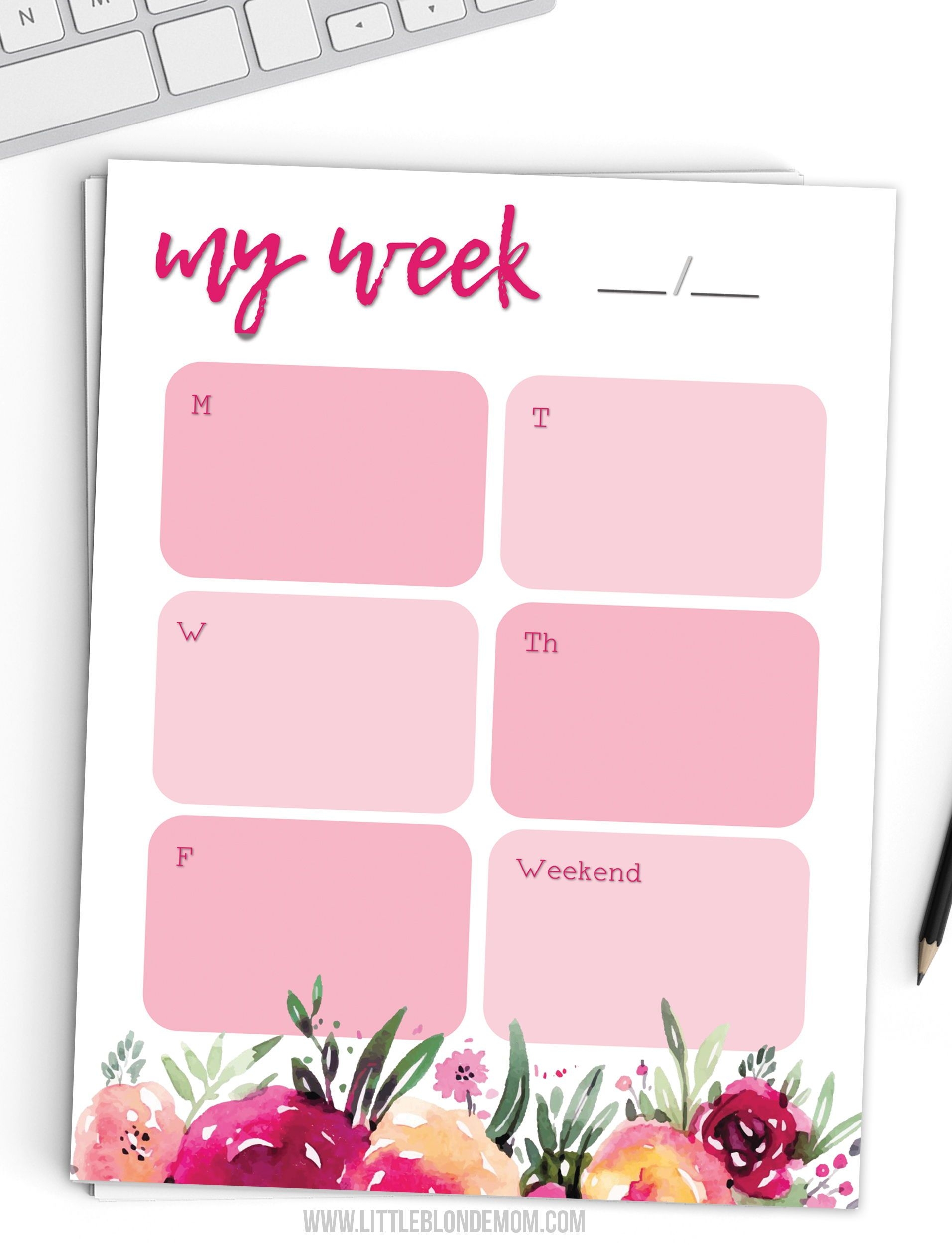 Girly Cute Weekly Planner Printable Printable Calendars AT A GLANCE
