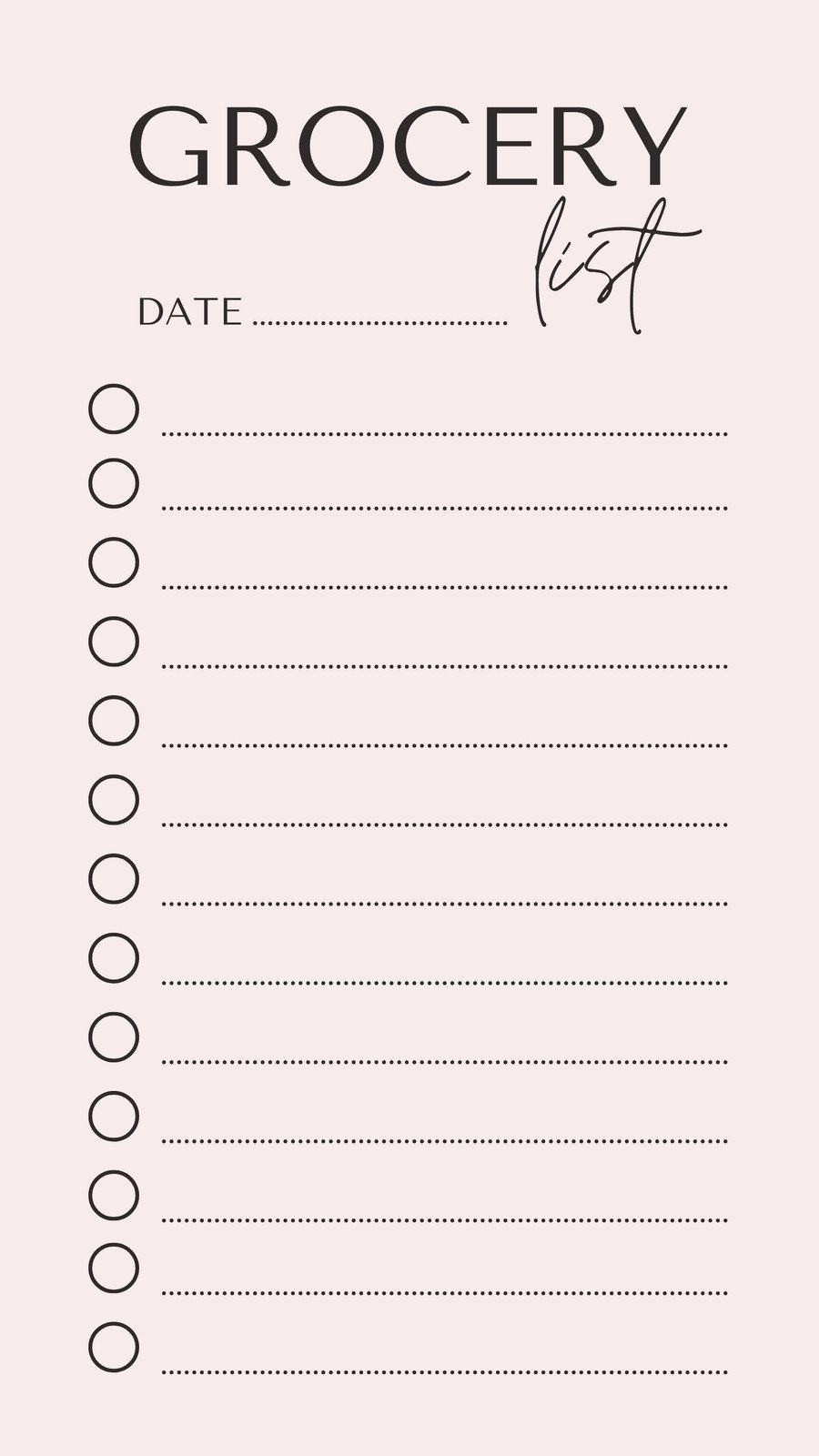 Grocery List Printable Pdf Checklist