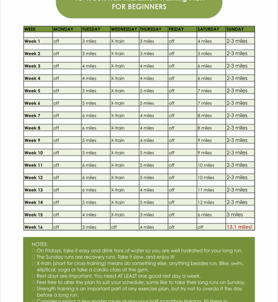 Half Marathon Training Plan with Printable