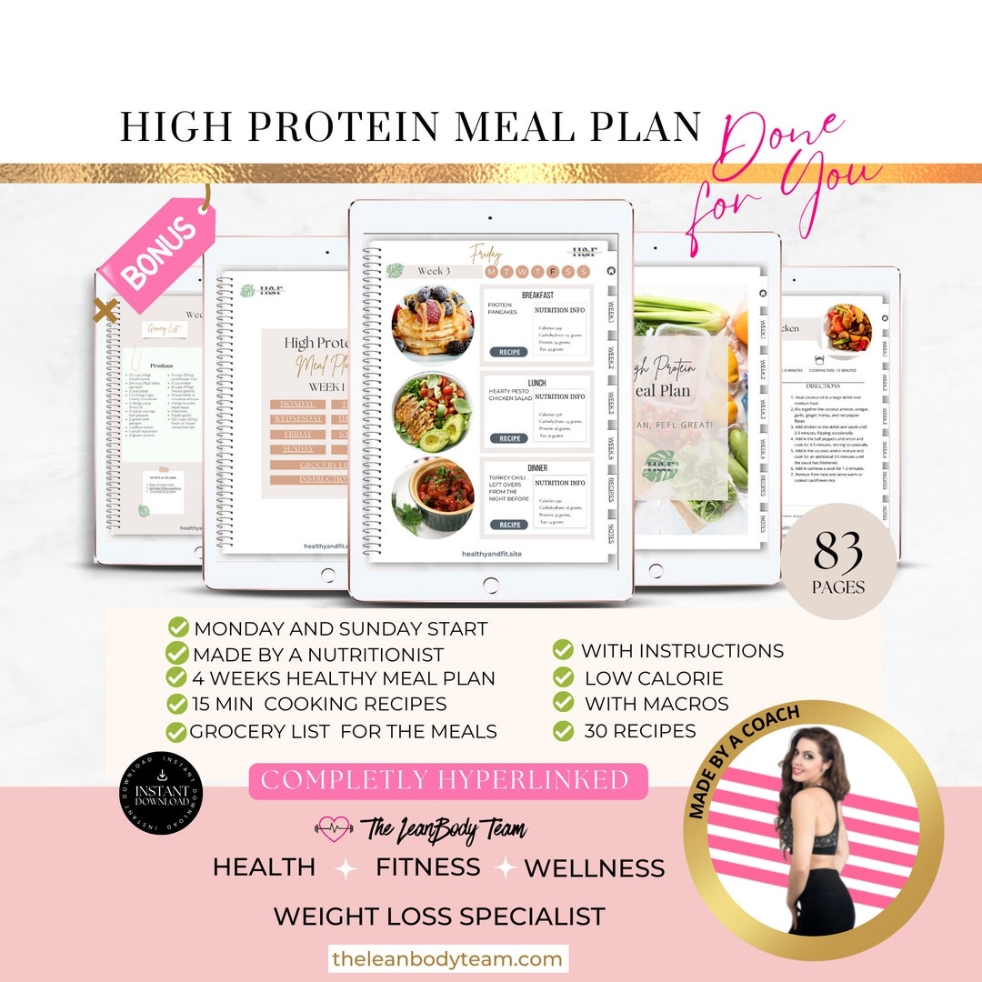 High Protein Meal Plan Printable Done For You Meal Plan Digital High 