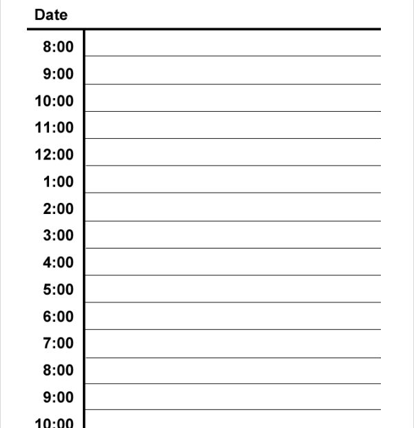 Hourly Daily Planner Printable Printable Calendar